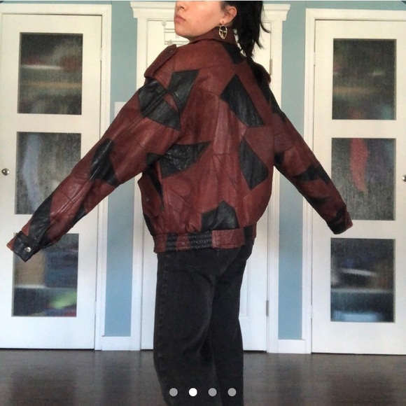 80s Patchwork Leather Jacket - Picture 2 of 4